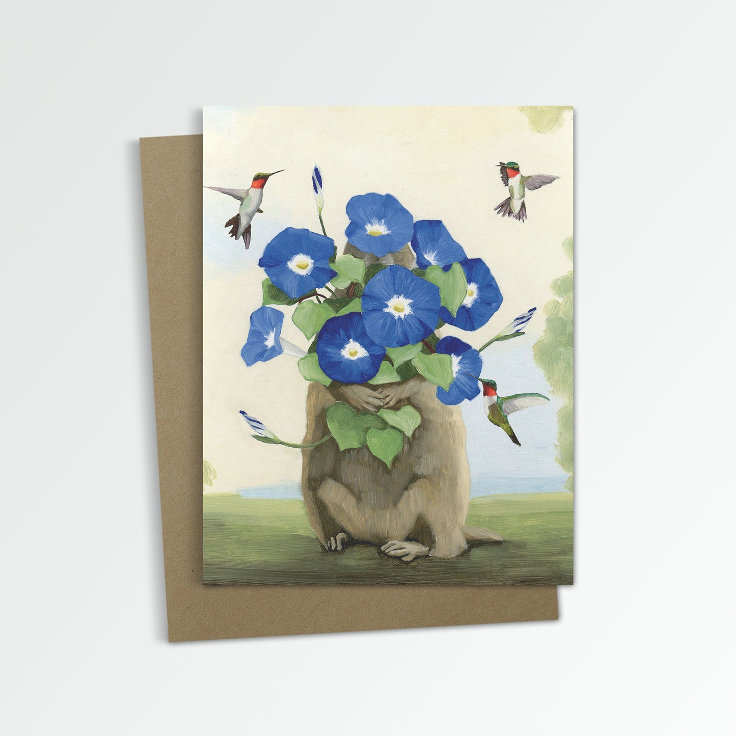 Groundhog w/ Morning Glories Notecard (Blank Inside)