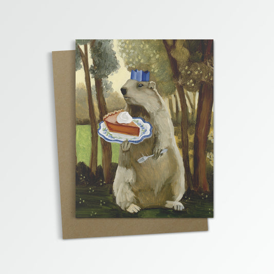 Groundhog w/ Pumpkin Pie (Blank Inside)