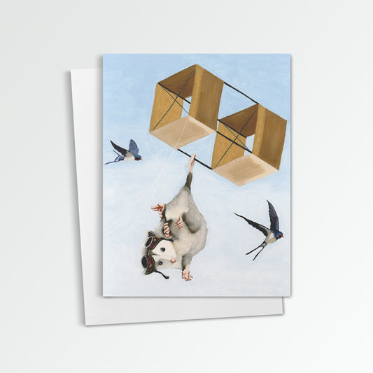 Opossum w/ Box Kite Notecard (Blank Inside)