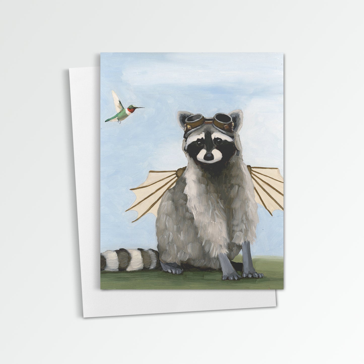 Raccoon w/ Wings Notecard (Blank Inside)