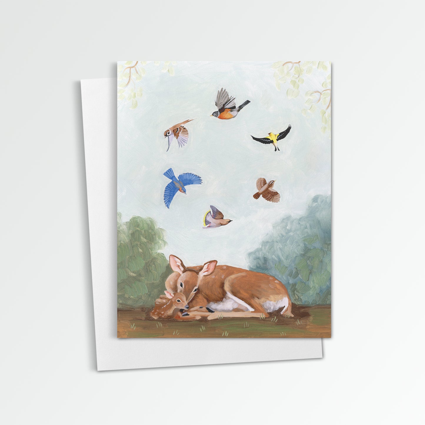 Deer w/ Songbirds Notecard (Blank Inside)