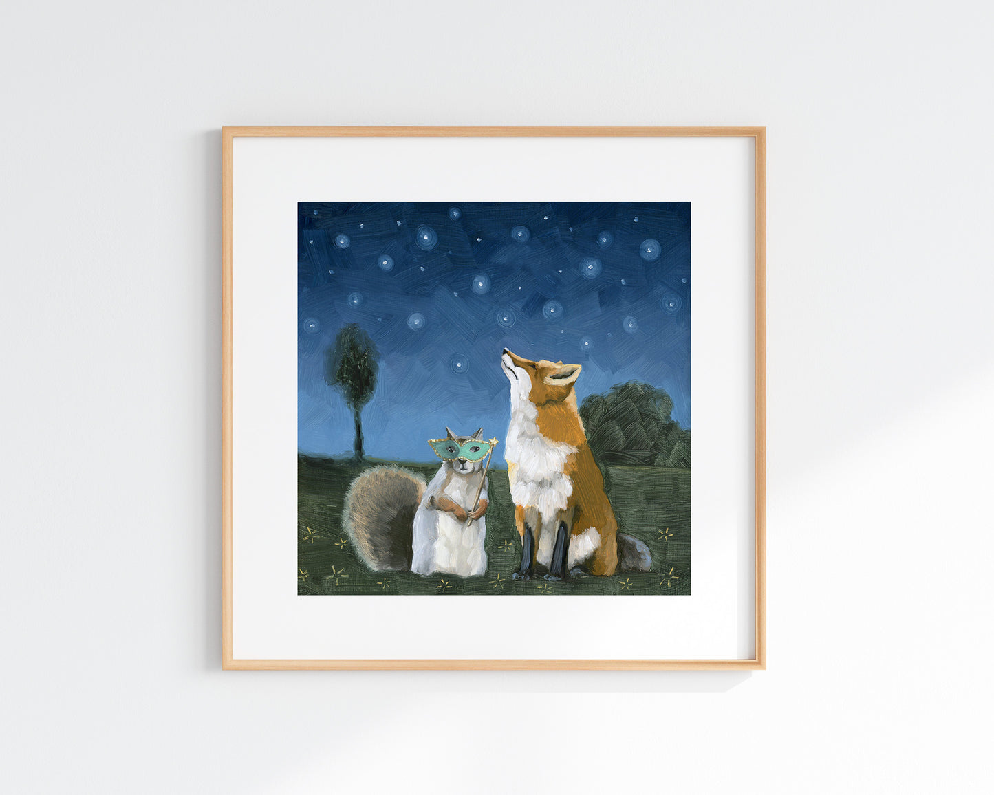 Squirrel and Fox Under the Stars (8x8)