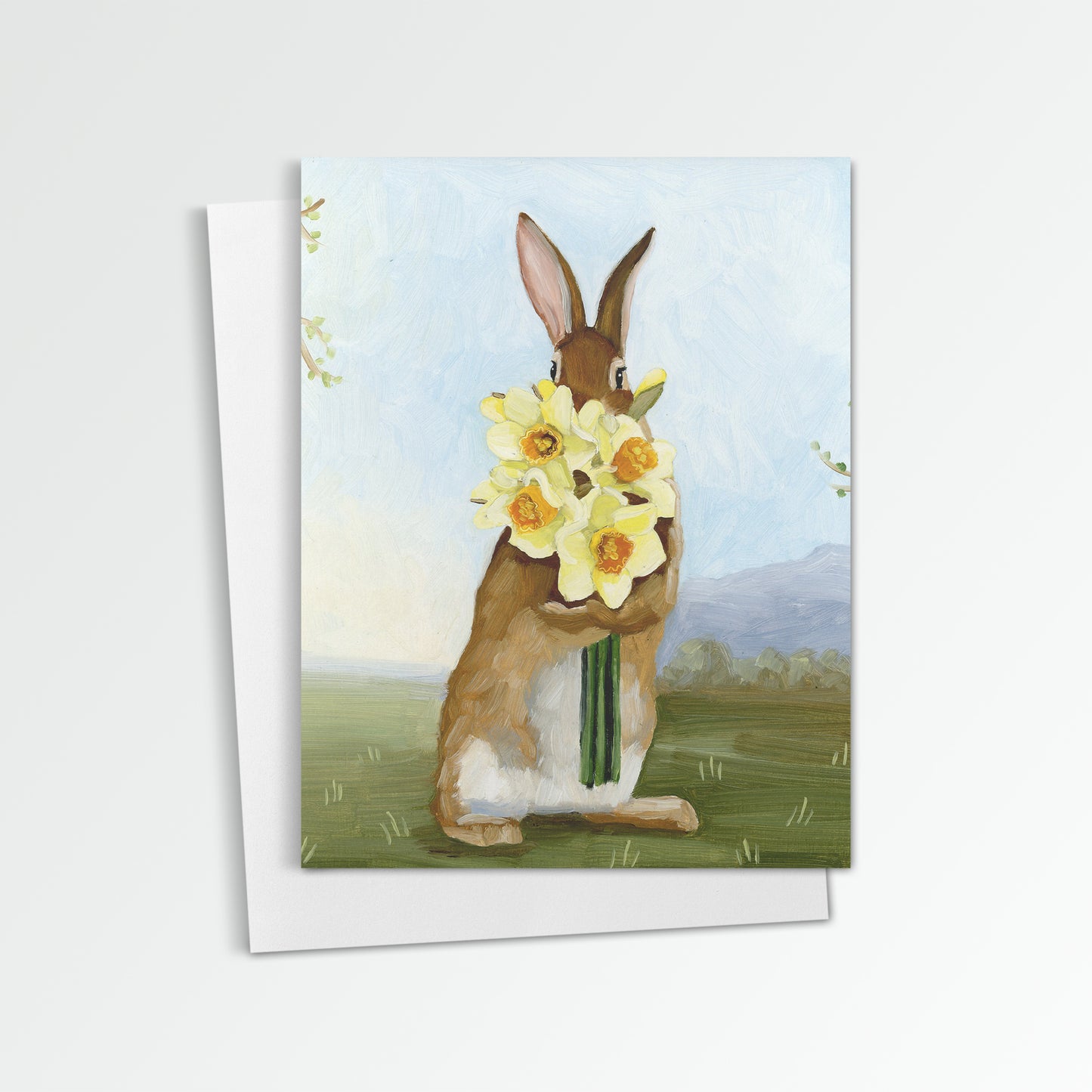 Rabbit w/ Daffodils Notecard (Blank Inside)