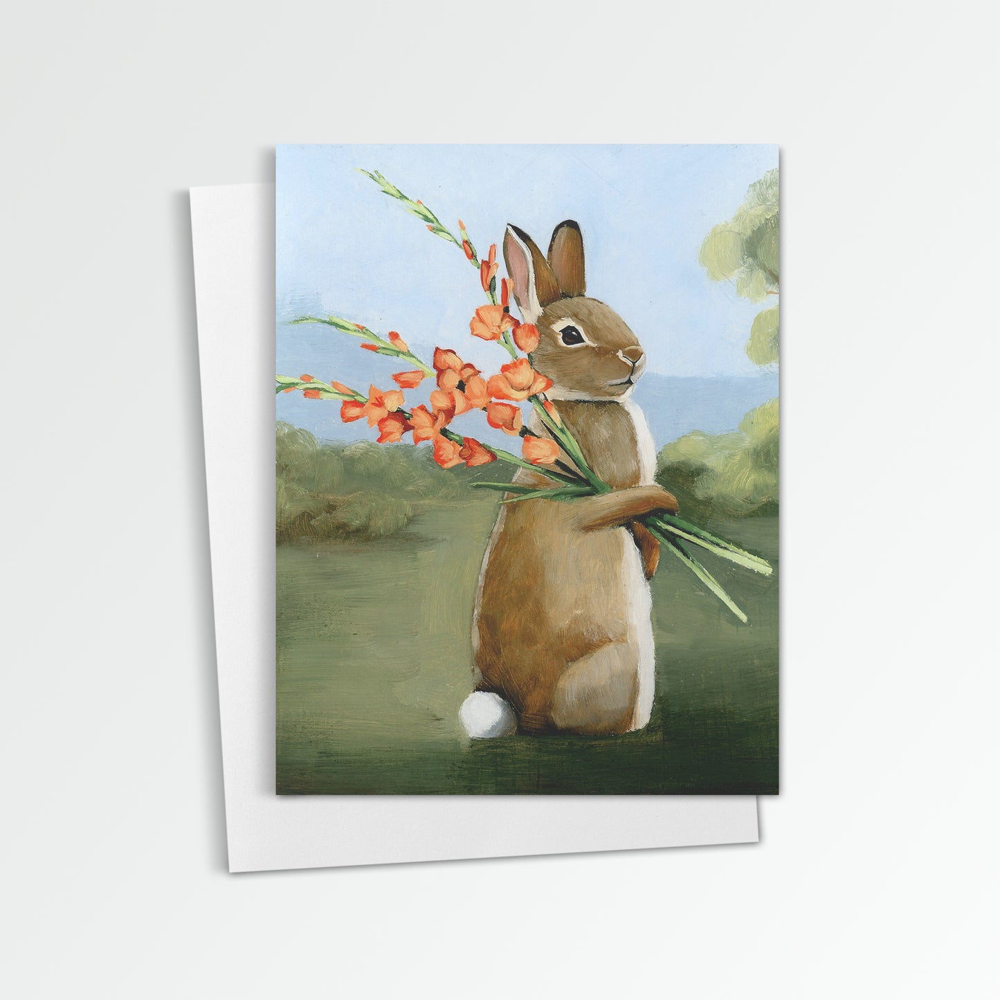 Rabbit w/ Gladiolus Notecard (Blank Inside)