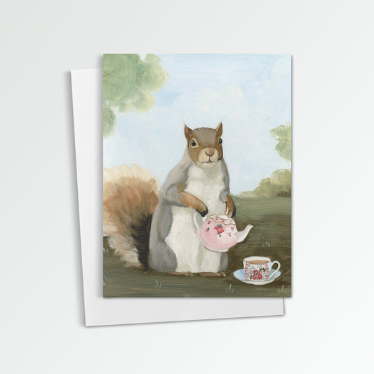 Squirrel Afternoon Tea Notecard (Blank Inside)