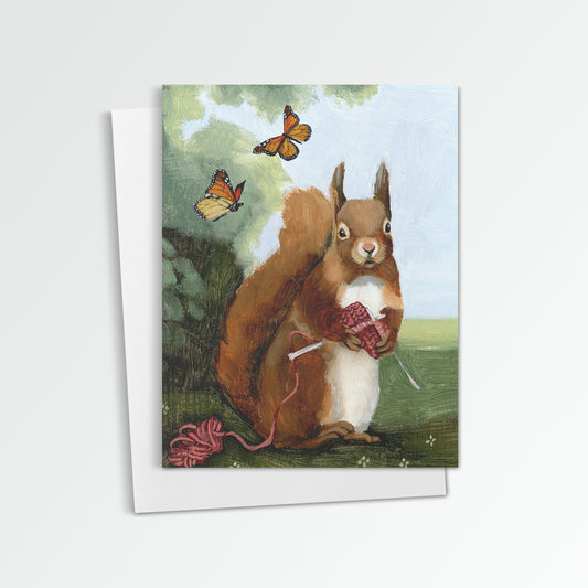 Squirrel Knitting Notecard (Best Seller)