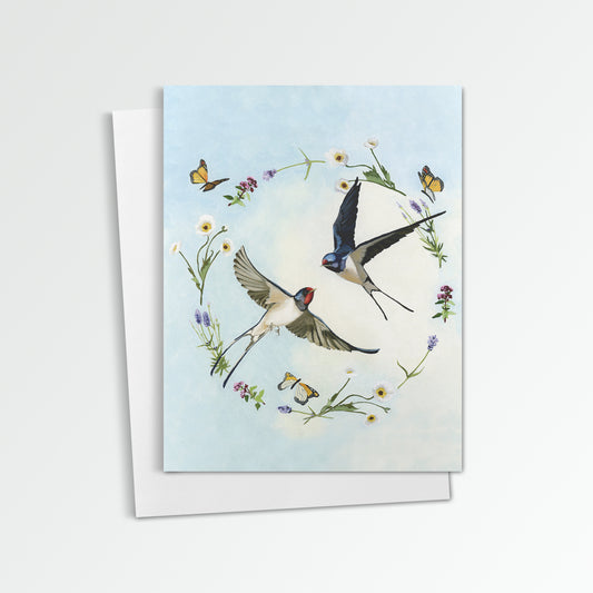 Spring Swallows Notecard (Blank Inside)