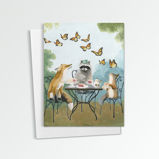 Woodland Animal Tea Party Notecard (Blank Notecard)