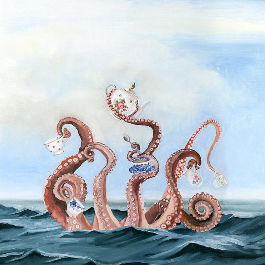 Octopus Tea Party Art Print (8x8)
