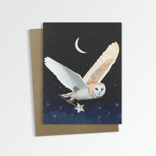 Owl w/ Magic Wand Notecard (Blank Inside)