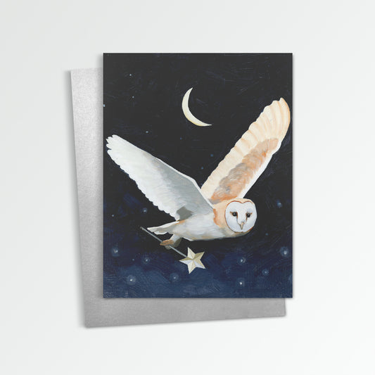 Owl w/ Magic Wand Notecard (Blank Inside)