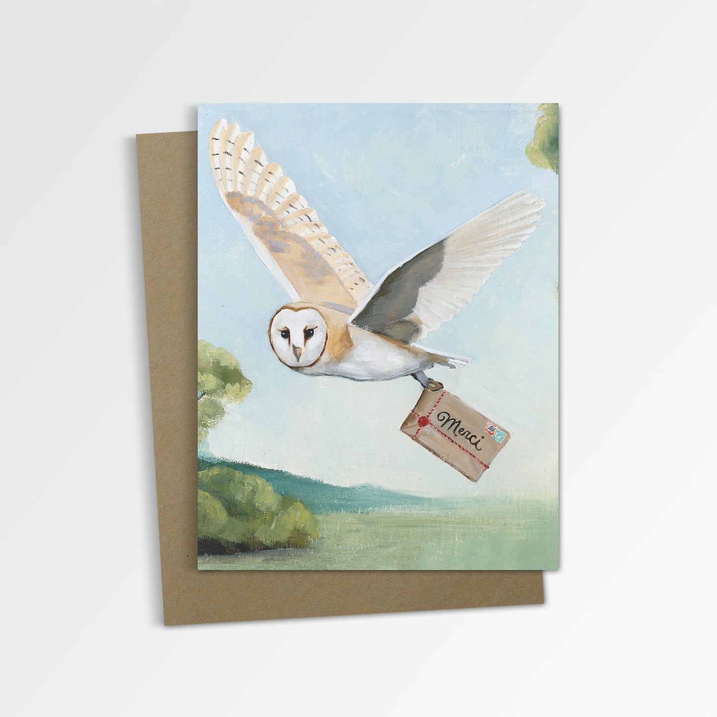 Owl 'Merci' Notecard (Blank Inside)