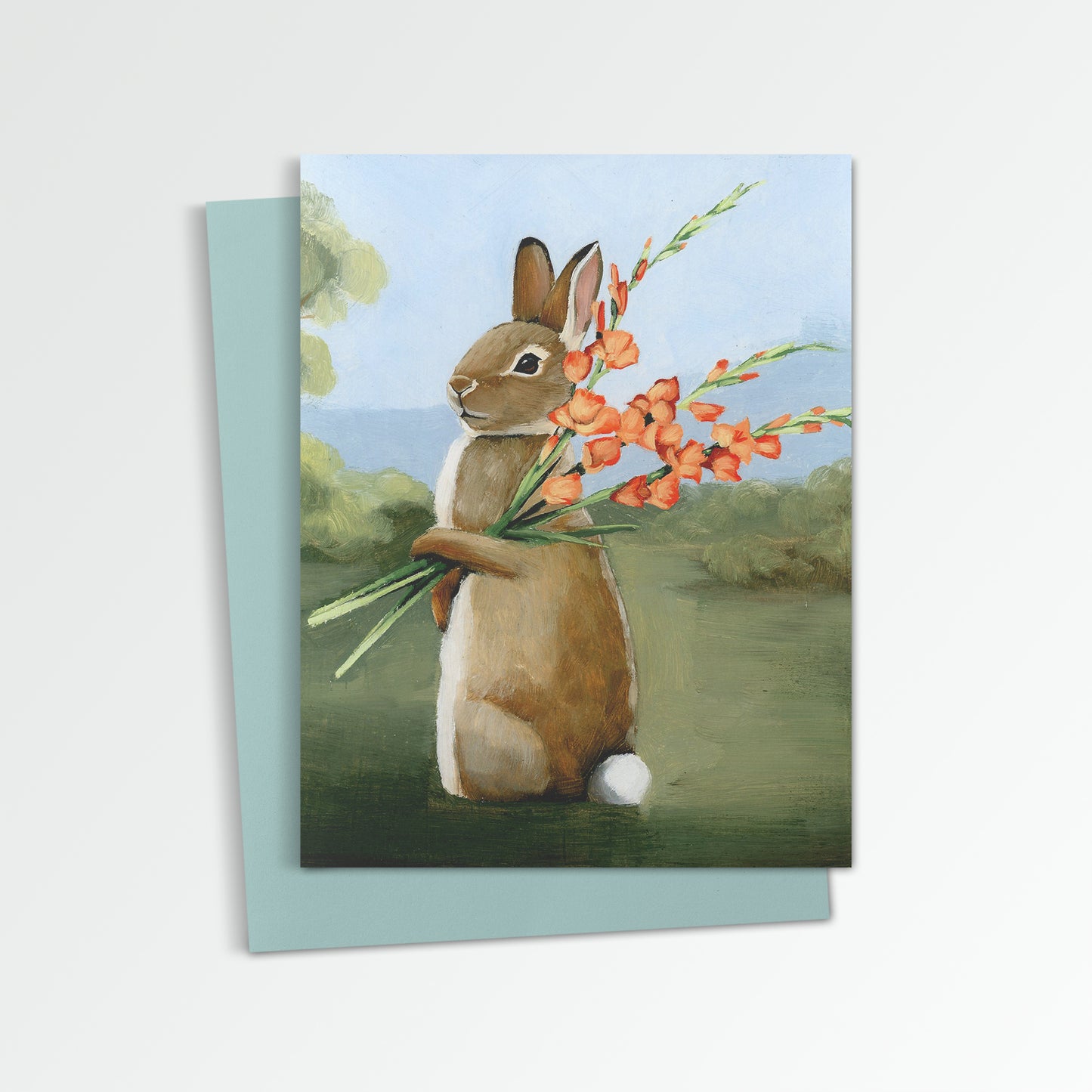 Rabbit w/ Gladiolus Notecard (Blank Inside)