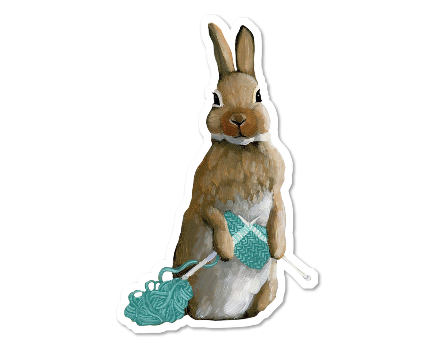 Rabbit Knitting Vinyl Sticker