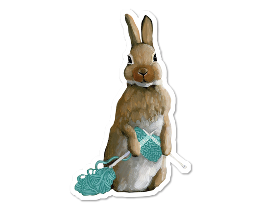 Rabbit Knitting Vinyl Sticker