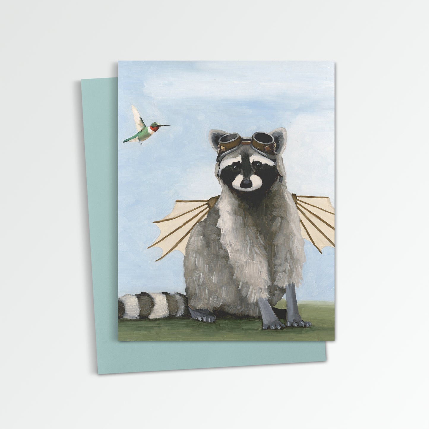 Raccoon w/ Wings Notecard (Blank Inside)