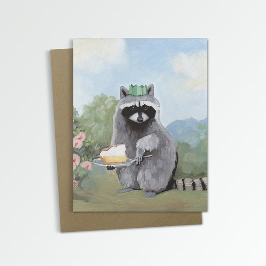 Raccoon w/ Lemon Meringue Pie Notecard (Blank Inside)