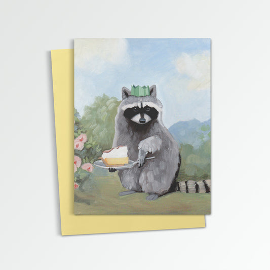Raccoon w/ Lemon Meringue Pie Notecard (Blank Inside)