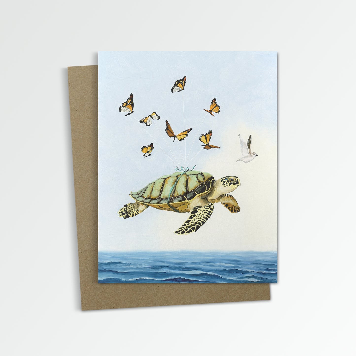 Sea Turtle w/ Butterflies Notecard (Blank Inside)