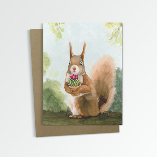 Squirrel w/ Cactus Notecard (Blank Inside)