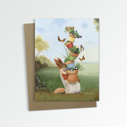 Squirrel Gardening Notecard (Blank Inside)