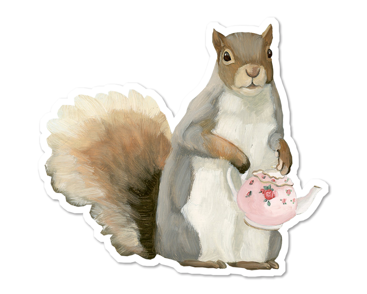 Squirrel w/ Teapot Vinyl Sticker