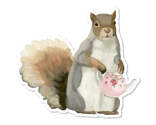 Squirrel w/ Teapot Vinyl Sticker