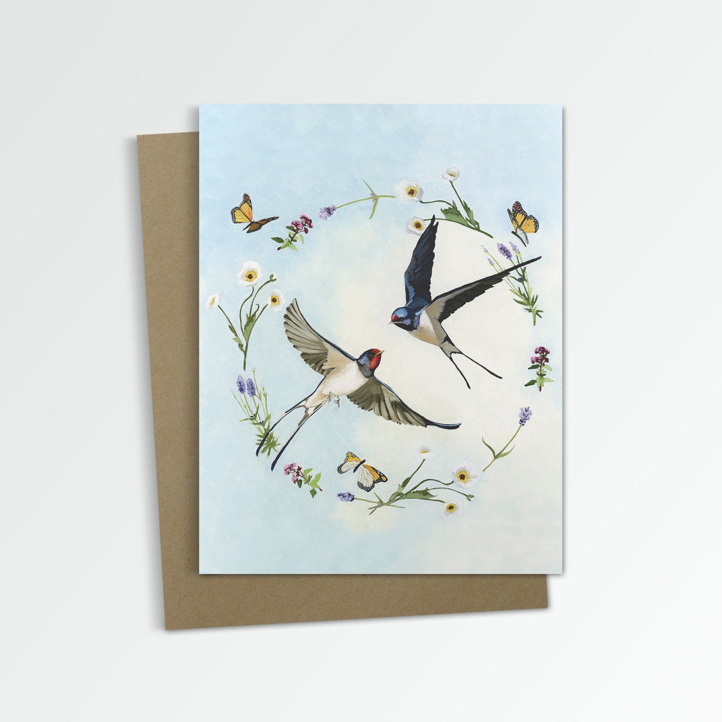 Spring Swallows Notecard (Blank Inside)