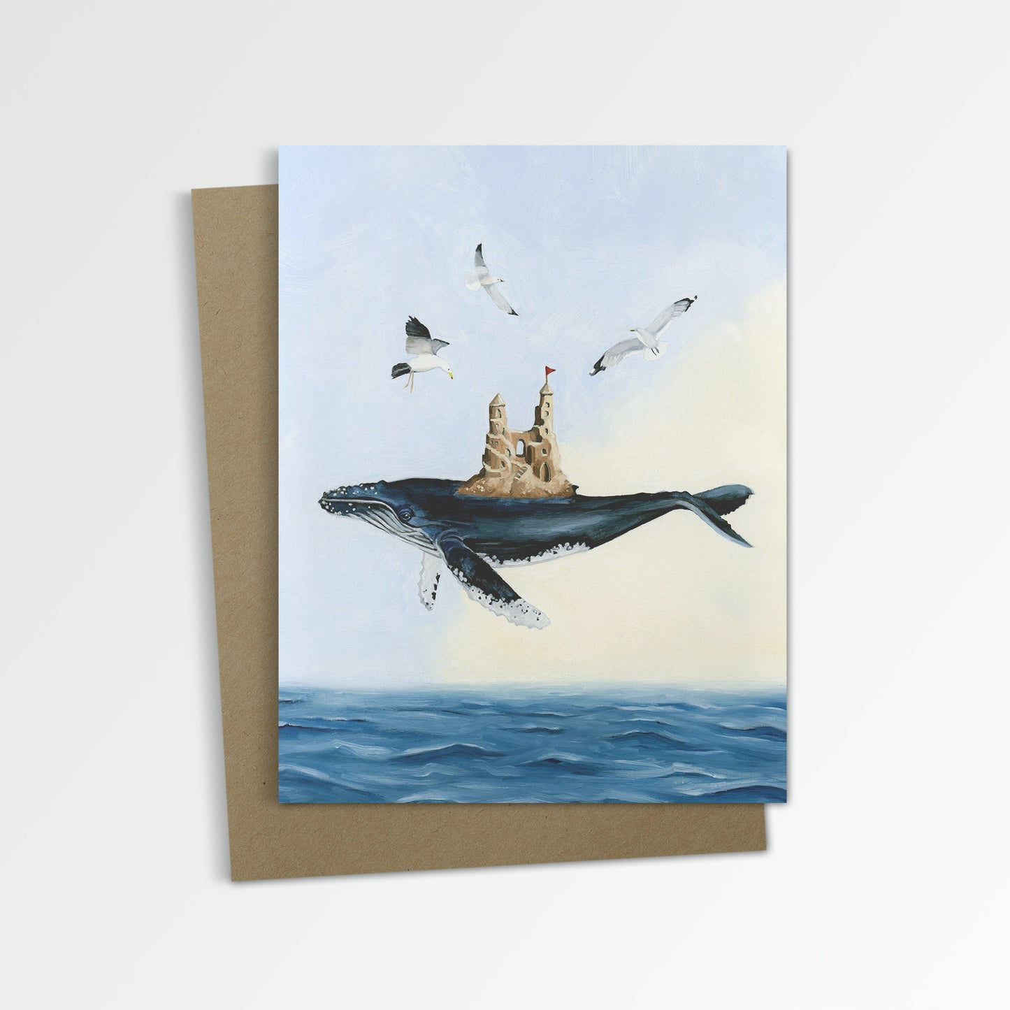 Whale and Sand Castle Notecard (Blank Inside)