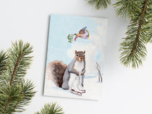 Load image into Gallery viewer, Squirrel w/ Ice Skates &amp; Mistletoe - Holiday Greeting Card