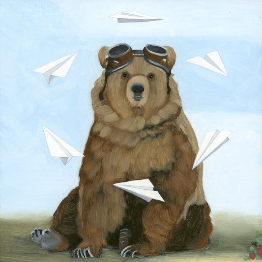 Bear w/ Paper Airplanes Art Print (8x8)