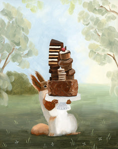 Squirrel w/ Chocolate Treats - 8x10 original oil painting