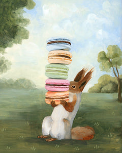 NEW! Squirrel w/ Macarons - Art Print
