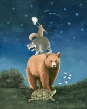 Load image into Gallery viewer, Woodland Animals Catch a Shooting Star - Art Print