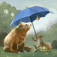 Load image into Gallery viewer, Bear, Turtle and Squirrel w/ Umbrella - Art Print