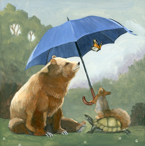 Bear, Turtle and Squirrel w/ Umbrella - Art Print