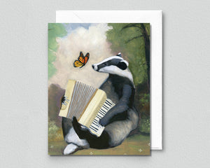 Badger w/ Accordion - Blank Notecard
