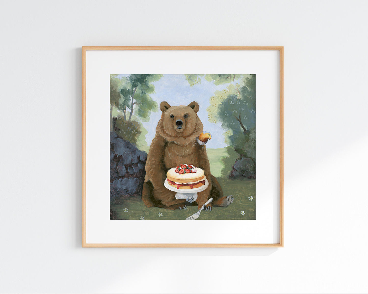 Bear w/ Victoria Sandwich Cake - Art Print
