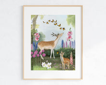 Load image into Gallery viewer, Deer in Flower Garden - Art Print