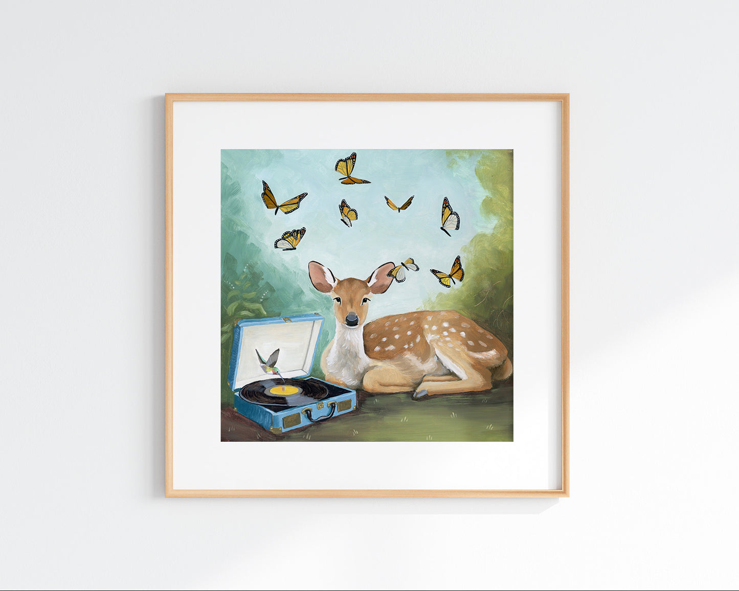 Deer w/ Record Player Art Print (8x8)