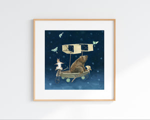Flying Machine w/ Boat - Art Print