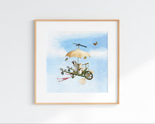 Load image into Gallery viewer, Flying Machine with Squirrel and Raccoon - Art Print