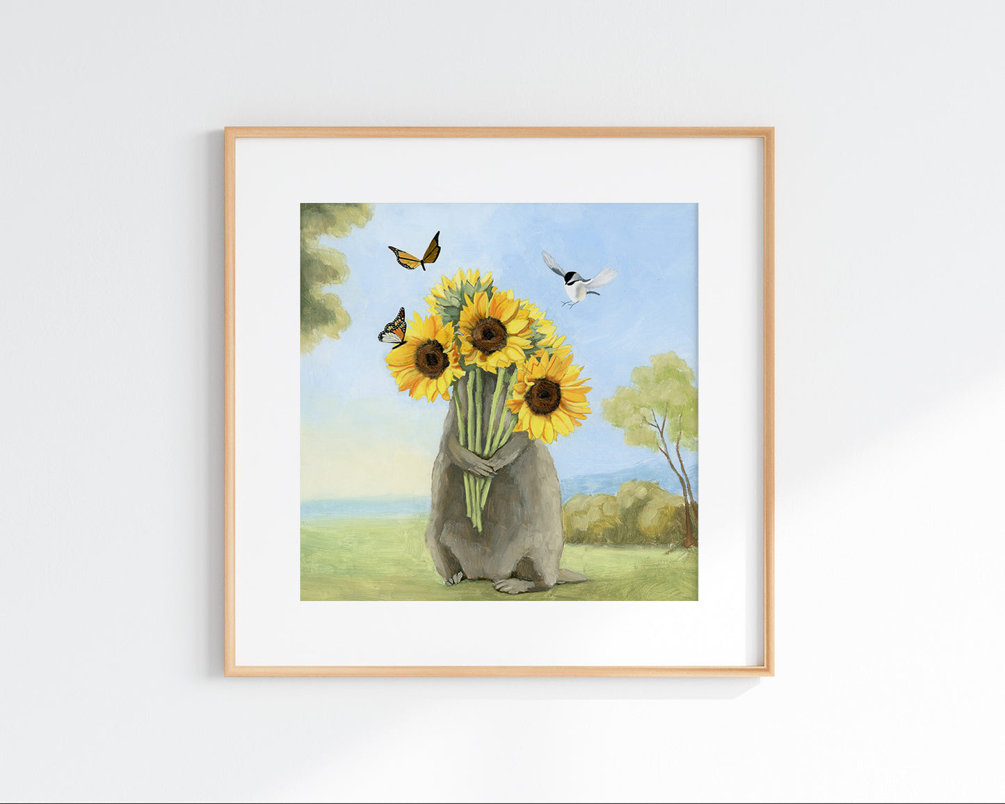 Groundhog w/ Sunflowers - Art Print