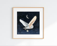 Load image into Gallery viewer, Owl w/ Magic Wand and Crescent Moon - Art Print