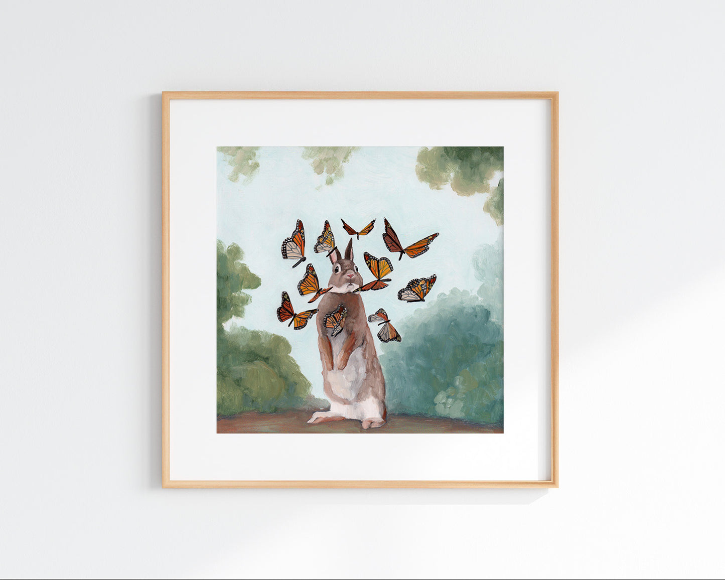 Rabbit and Monarch Flutter - Art Print
