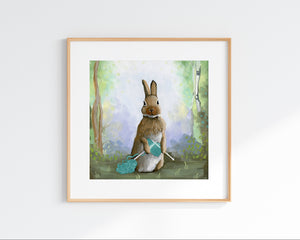 NEW! Rabbit Knitting - Art Print