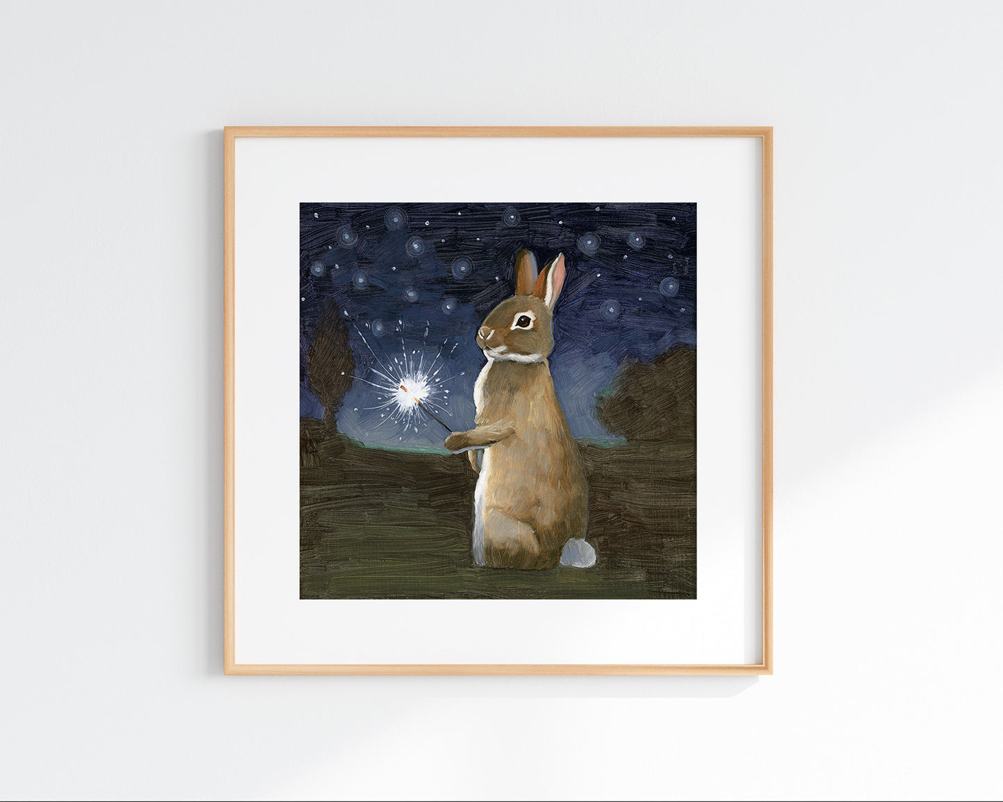Rabbit w/ Sparkler Art Print (8x8)