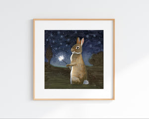 Rabbit w/ Sparkler  - Art Print