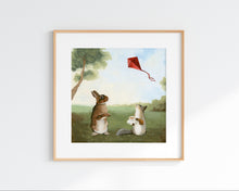 Load image into Gallery viewer, Squirrel and Rabbit Flying a Kite - Art Print