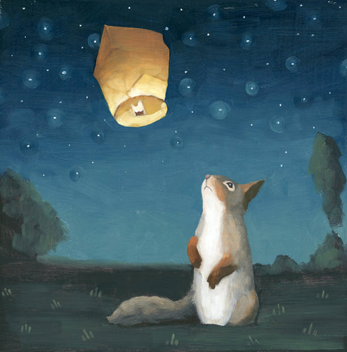 Squirrel and Wish Lantern - Art Print